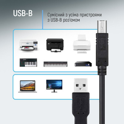 Кабель ColorWay USB - USB Type-B V 2.0 (M/M), 2 м, Black (CW-CBUB072-BK) Кабель ColorWay USB - USB Type-B V 2.0 (M/M), 2 м, Black (CW-CBUB072-BK)