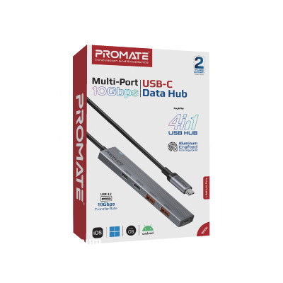 USB-хаб Promate LiteHub-Pro USB Type-C 4-в-1 Grey USB-хаб Promate LiteHub-Pro USB Type-C 4-в-1 Grey