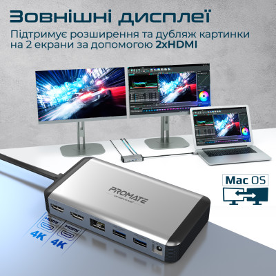 USB-хаб Promate VersaHub USB Type-C 13-в-1 Grey USB-хаб Promate VersaHub USB Type-C 13-в-1 Grey