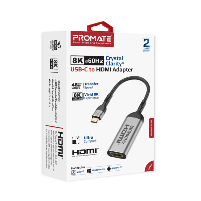 Адаптер Promate MediaLink-8K USB Type-C - HDMI (M/F) Grey Адаптер Promate MediaLink-8K USB Type-C - HDMI (M/F) Grey