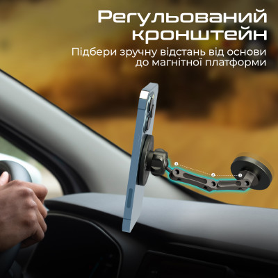 Тримач автомобільний Promate Magnus Black Тримач автомобільний Promate Magnus Black