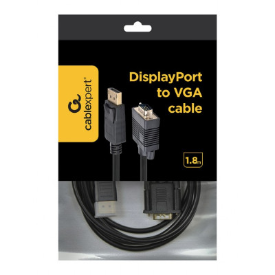 Кабель Cablexpert DisplayPort - VGA (M/M), 1.8 м, чорний (CCP-DPM-VGAM-6) пакет Кабель Cablexpert DisplayPort - VGA (M/M), 1.8 м, чорний (CCP-DPM-VGAM-6) пакет