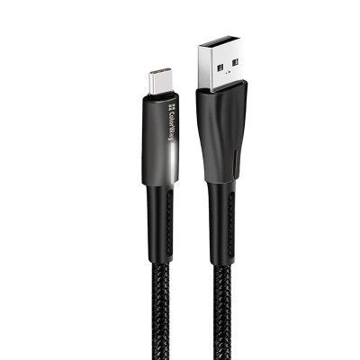 Кабель ColorWay USB - USB Type-C (M/M), Zinc Alloy + Led, 2.4 А, 1 м, Black (CW-CBUC035-BK) Кабель ColorWay USB - USB Type-C (M/M), Zinc Alloy + Led, 2.4 А, 1 м, Black (CW-CBUC035-BK)