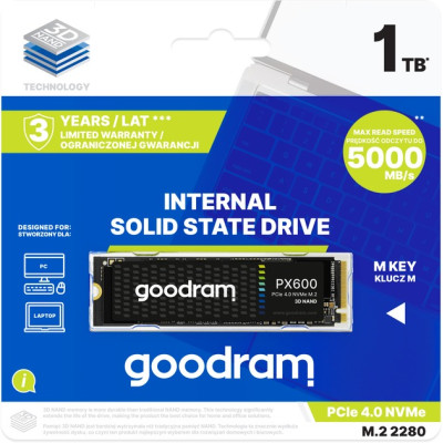 Накопичувач SSD 1TB Goodram PX600 M.2 2280 PCIe 4.0 x4 NVMe 3D NAND (SSDPR-PX600-1K0-80) Накопичувач SSD 1TB Goodram PX600 M.2 2280 PCIe 4.0 x4 NVMe 3D NAND (SSDPR-PX600-1K0-80)