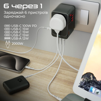 Зарядний пристрій Promate TripMate-GaN100 100W Black Зарядний пристрій Promate TripMate-GaN100 100W Black