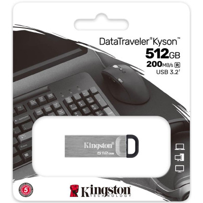 Флеш-накопичувач USB3.2 512GB Kingston DataTraveler Kyson Silver/Black (DTKN/512GB) Флеш-накопичувач USB3.2 512GB Kingston DataTraveler Kyson Silver/Black (DTKN/512GB)