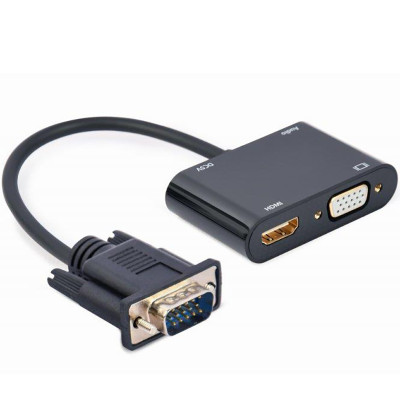 Адаптер Cablexpert VGA - HDMI+VGA (M/F), 0.15 м, Black (A-VGA-HDMI-02) Адаптер Cablexpert VGA - HDMI+VGA (M/F), 0.15 м, Black (A-VGA-HDMI-02)