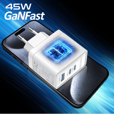 Зарядний пристрій Promate PowerPort 45W White Зарядний пристрій Promate PowerPort 45W White