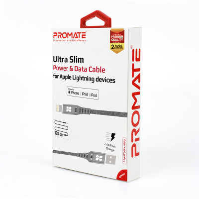 Кабель Promate NerveLink-i USB - Lightning (M/M), 2.4 A, 1.2 м, Grey Кабель Promate NerveLink-i USB - Lightning (M/M), 2.4 A, 1.2 м, Grey