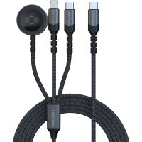 Кабель Promate USB Type-C - USB Type-C (M/M) Lightning 27W 60W Apple MagSafe 1 2.5W, 4A, 1.5 м, Black (icharge-trio.black) Кабель Promate USB Type-C - USB Type-C (M/M) Lightning 27W 60W Apple MagSafe 1 2.5W, 4A, 1.5 м, Black (icharge-trio.black)