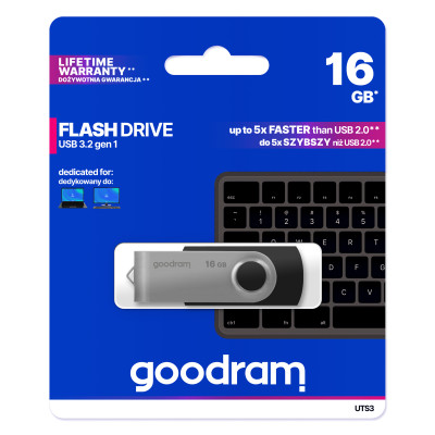 Флеш-накопичувач USB3.2 16GB Goodram UTS3 (Twister) Black (UTS3-0160K0R11) Флеш-накопичувач USB3.2 16GB Goodram UTS3 (Twister) Black (UTS3-0160K0R11)