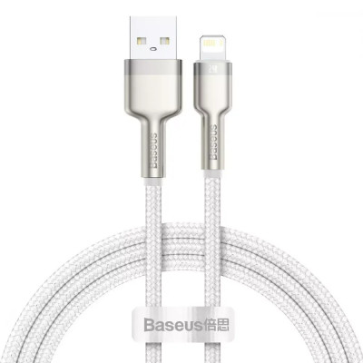 Кабель Baseus Cafule Metal USB-Lightning, 2.4A, 1м White (6953156202252) Кабель Baseus Cafule Metal USB-Lightning, 2.4A, 1м White (6953156202252)
