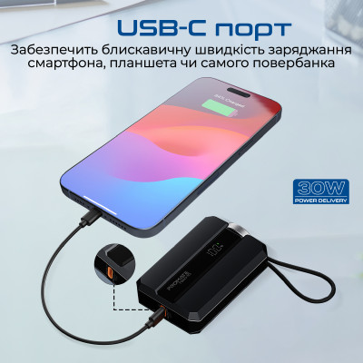 Універсальна мобільна батарея Promate Neo-10 10000mAh 30W Black Універсальна мобільна батарея Promate Neo-10 10000mAh 30W Black