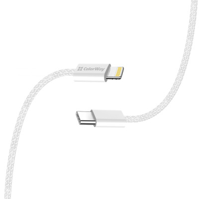 Кабель ColorWay USB Type-C - Lightning (M/M), (braided cotton) (PD Fast Charging 27W), 2 м, Gray (CW-CBPDCL068-GR) Кабель ColorWay USB Type-C - Lightning (M/M), (braided cotton) (PD Fast Charging 27W), 2 м, Gray (CW-CBPDCL068-GR)