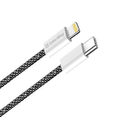 Кабель ColorWay Lightning + USB Type-C (M/M), 3.0 А, 1 м, Black (CW-CBPDCL061-BK) Кабель ColorWay Lightning + USB Type-C (M/M), 3.0 А, 1 м, Black (CW-CBPDCL061-BK)