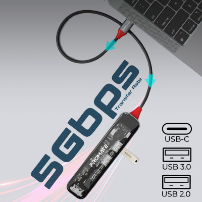 USB-хаб Promate TransHub-Lite USB Type-C Grey USB-хаб Promate TransHub-Lite USB Type-C Grey