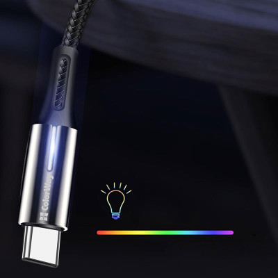 Кабель ColorWay USB - USB Type-C (M/M), Zinc Alloy + Led, 2.4 А, 1 м, Black (CW-CBUC035-BK) Кабель ColorWay USB - USB Type-C (M/M), Zinc Alloy + Led, 2.4 А, 1 м, Black (CW-CBUC035-BK)