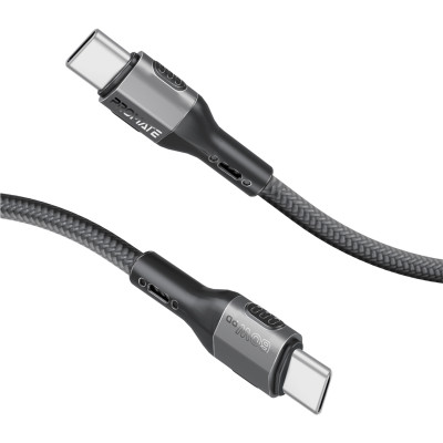 Кабель Promate USB Type-C - USB Type-C (M/M), 3A, 60W, 1.2 м, Black (fletchlink-cc.black) Кабель Promate USB Type-C - USB Type-C (M/M), 3A, 60W, 1.2 м, Black (fletchlink-cc.black)