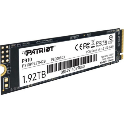 Накопичувач SSD 1.92TB Patriot P310 M.2 2280 PCIe NVMe 3.0 x4 TLC (P310P192TM28) Накопичувач SSD 1.92TB Patriot P310 M.2 2280 PCIe NVMe 3.0 x4 TLC (P310P192TM28)