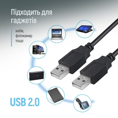 Кабель ColorWay USB - USB V 2.0 (M/M), 1 м, Black (CW-CBUU071-BK)