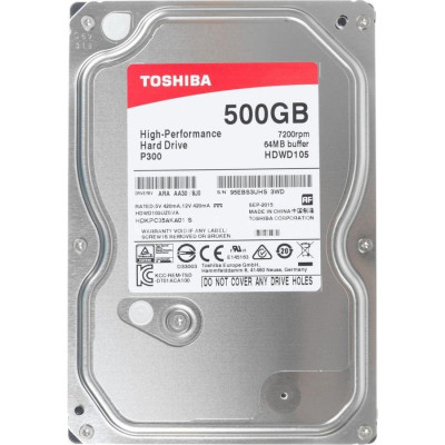 Накопитель HDD SATA  500GB Toshiba P300 7200rpm 64MB (HDWD105UZSVA) Накопитель HDD SATA  500GB Toshiba P300 7200rpm 64MB (HDWD105UZSVA)