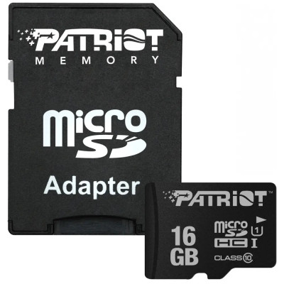 Карта пам`ятi MicroSDHC 16GB UHS-I Class 10 Patriot LX + SD-adapter (PSF16GMCSDHC10) Карта пам`ятi MicroSDHC 16GB UHS-I Class 10 Patriot LX + SD-adapter (PSF16GMCSDHC10)