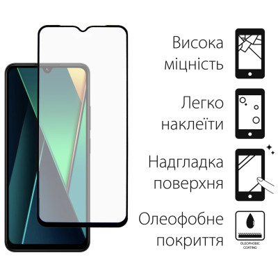 Захисне скло Dengos для Xiaomi Poco C75 Black Full Glue (DG-TG2P-66) 2шт
