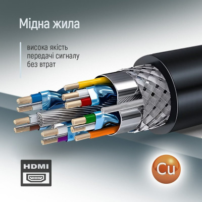 Кабель ColorWay HDMI - HDMI V 2.0 (M/M), 4K/60 Гц, 5 м, Black (CW-CBHD080-BK) Кабель ColorWay HDMI - HDMI V 2.0 (M/M), 4K/60 Гц, 5 м, Black (CW-CBHD080-BK)