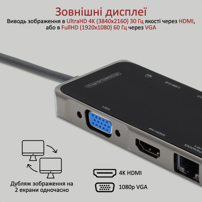USB-хаб Promate PrimeHub-Pro USB Type-C Grey USB-хаб Promate PrimeHub-Pro USB Type-C Grey