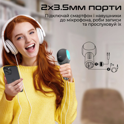 Мікрофон для караоке Promate VocalMic Bluetooth LED Black Мікрофон для караоке Promate VocalMic Bluetooth LED Black