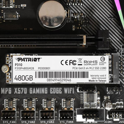 Накопичувач SSD 480GB Patriot P310 M.2 2280 PCIe NVMe 3.0 x4 TLC (P310P480GM28) Накопичувач SSD 480GB Patriot P310 M.2 2280 PCIe NVMe 3.0 x4 TLC (P310P480GM28)
