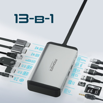 USB-хаб Promate VersaHub USB Type-C 13-в-1 Grey USB-хаб Promate VersaHub USB Type-C 13-в-1 Grey