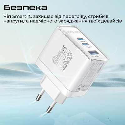 Зарядний пристрій Promate PowerPort 45W White Зарядний пристрій Promate PowerPort 45W White