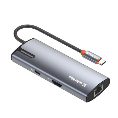 Док-станція СolorWay USB-C 6-в-1 Type C PD 100W/USB3.0х3/HDMI 4К/RJ45 (CW-HUB02) Док-станція СolorWay USB-C 6-в-1 Type C PD 100W/USB3.0х3/HDMI 4К/RJ45 (CW-HUB02)