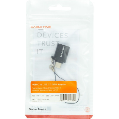 Адаптер Cabletime OTG USB Type-C - USB (M/F) Black (CA913688) Адаптер Cabletime OTG USB Type-C - USB (M/F) Black (CA913688)