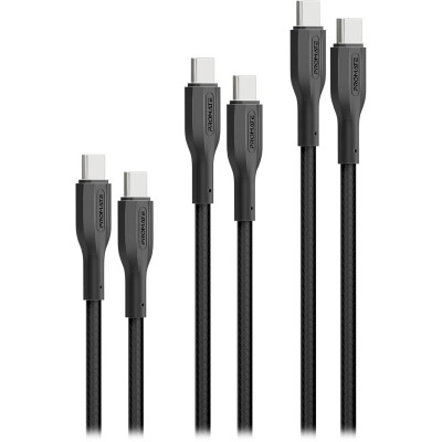 Комплект кабелів Promate USB Type-C - USB Type-C (M/M), 3A, 60W, 0.3 м, 1.2 м, 2 м Black (cablekit-cc.black) Комплект кабелів Promate USB Type-C - USB Type-C (M/M), 3A, 60W, 0.3 м, 1.2 м, 2 м Black (cablekit-cc.black)