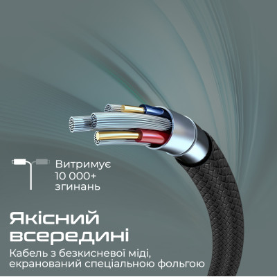 Кабель Promate xCord-AC200 USB - USB Type-C (M/M), 2 м, Black (xcord-ac200.black) Кабель Promate xCord-AC200 USB - USB Type-C (M/M), 2 м, Black (xcord-ac200.black)