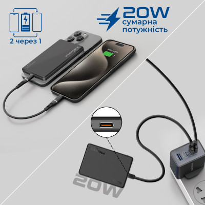 Універсальна мобільна батарея Promate Blade-5 5000mAh 20W Black Універсальна мобільна батарея Promate Blade-5 5000mAh 20W Black