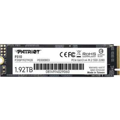 Накопичувач SSD 1.92TB Patriot P310 M.2 2280 PCIe NVMe 3.0 x4 TLC (P310P192TM28) Накопичувач SSD 1.92TB Patriot P310 M.2 2280 PCIe NVMe 3.0 x4 TLC (P310P192TM28)