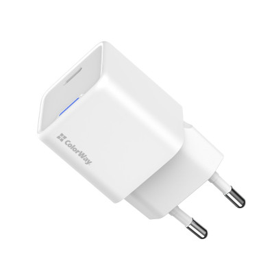 Мережевий зарядний пристрій ColorWay GaN Mini 30W PD Port PPS USB-C White (CW-CHS054PD-WT)