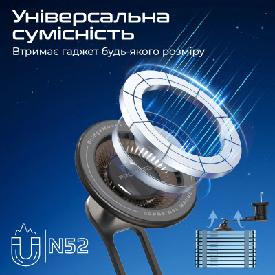 Автотримач для смартфона магнітний Promate Bridgemount Black Автотримач для смартфона магнітний Promate Bridgemount Black