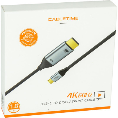 Кабель Cabletime USB Type-C - DisplayPort (M/M), 4K, Ultra HD, 1.8м, V1.2, Black (CA913305) Кабель Cabletime USB Type-C - DisplayPort (M/M), 4K, Ultra HD, 1.8м, V1.2, Black (CA913305)