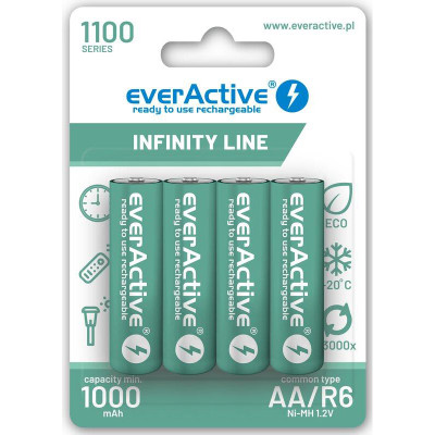 Акумулятор everActive AA/HR06 Ni-MH 1100mAh BL 4шт Акумулятор everActive AA/HR06 Ni-MH 1100mAh BL 4шт