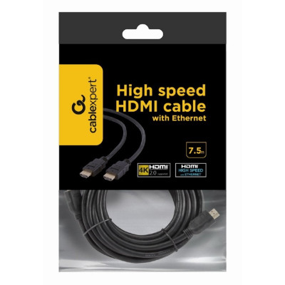 Кабель Cablexpert HDMI - HDMI V 1.4 (M/M), 7.5 м, чорний (CC-HDMI4-7.5M) пакет Кабель Cablexpert HDMI - HDMI V 1.4 (M/M), 7.5 м, чорний (CC-HDMI4-7.5M) пакет