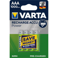 Акумулятор Varta Recharge Accu AAA/HR03 Ni-MH 1000 mAh BL 4шт Акумулятор Varta Recharge Accu AAA/HR03 Ni-MH 1000 mAh BL 4шт