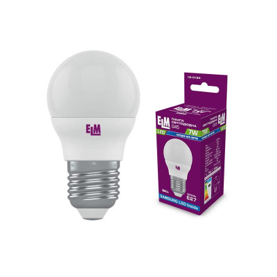 Лампа світлодіодна куля ELM 7W E27 4000K (18-0163) Лампа світлодіодна куля ELM 7W E27 4000K (18-0163)