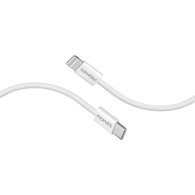 Кабель Promate EcoLine-Ci120 USB Type-C - Lightning (M/M), 3 A, 27 W, 1.2 м, White Кабель Promate EcoLine-Ci120 USB Type-C - Lightning (M/M), 3 A, 27 W, 1.2 м, White