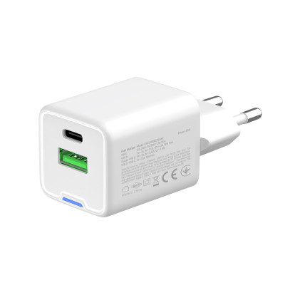 Мережевий зарядний пристрій ColorWay GaN Mini 20W PD Port PPS USB (Type-C PD + USB QC4.0) White (CW-CHS062PD-WT) Мережевий зарядний пристрій ColorWay GaN Mini 20W PD Port PPS USB (Type-C PD + USB QC4.0) White (CW-CHS062PD-WT)