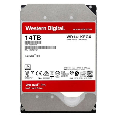 Накопичувач HDD SATA 14.0TB WD Red Pro NAS 7200rpm 512MB (WD142KFGX) Накопичувач HDD SATA 14.0TB WD Red Pro NAS 7200rpm 512MB (WD142KFGX)