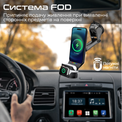Бездротовий зарядний пристрій Promate MagDrive-Trio MagSafe Black Бездротовий зарядний пристрій Promate MagDrive-Trio MagSafe Black
